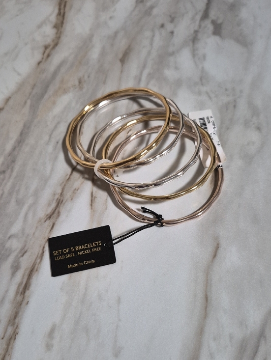 House of Harlow 1960 Jewelry - House of Harlow 1960 Mixed Metal Bangle Set Of 5- Gold, Silver, Rose Gold